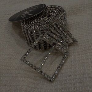 NWT Clash Clothing Sparkling Silver Rhinestone Belt O/S